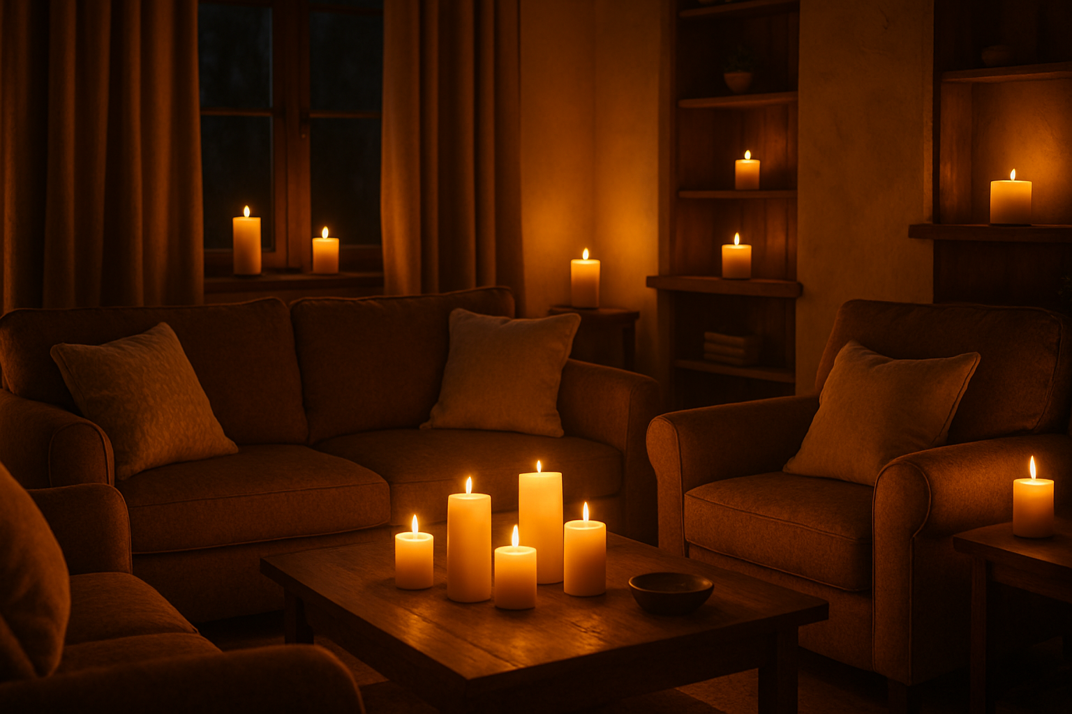 candles in cozy room